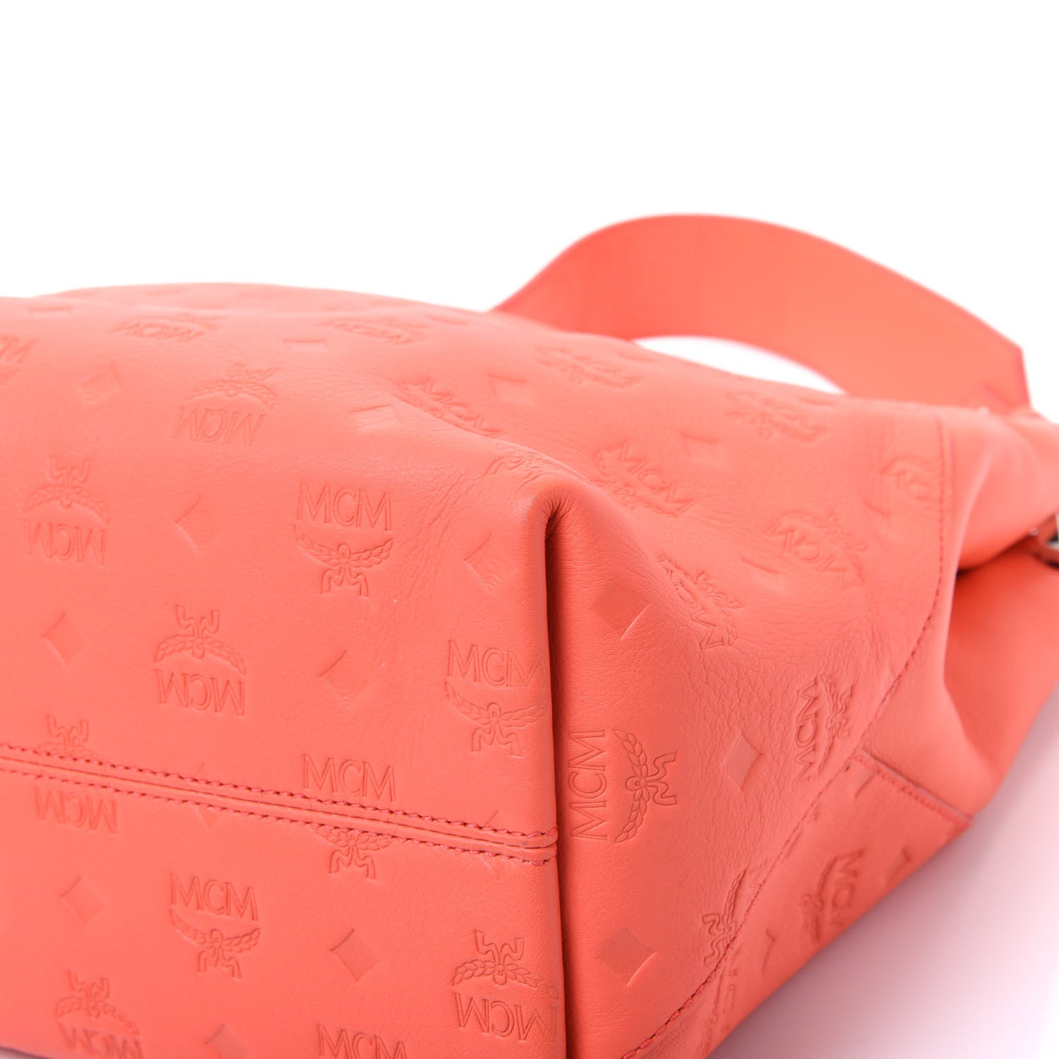 MCM Calfskin Ottomar Monogram Medium Klara Hobo Hot Coral 6 of 10