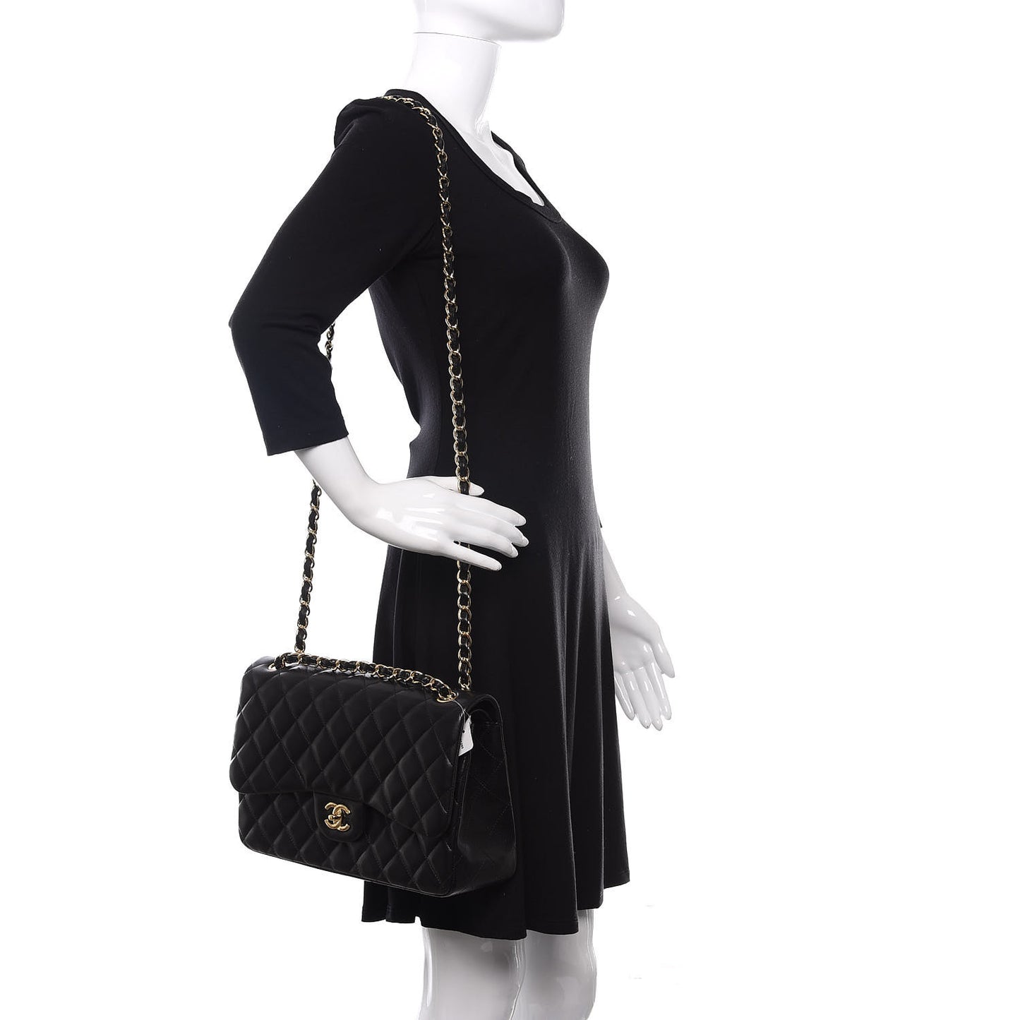 Lambskin Quilted Jumbo Double Flap Black