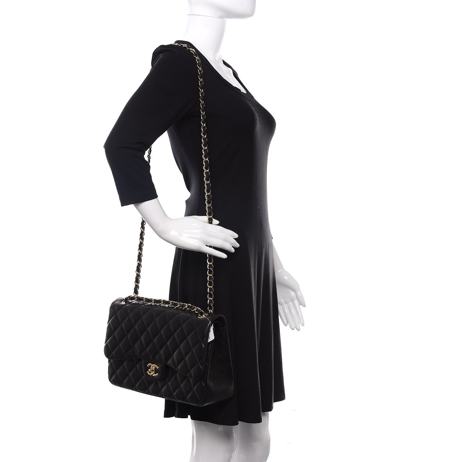 Chanel Lambskin Quilted Jumbo Double Flap Black 2 of 13