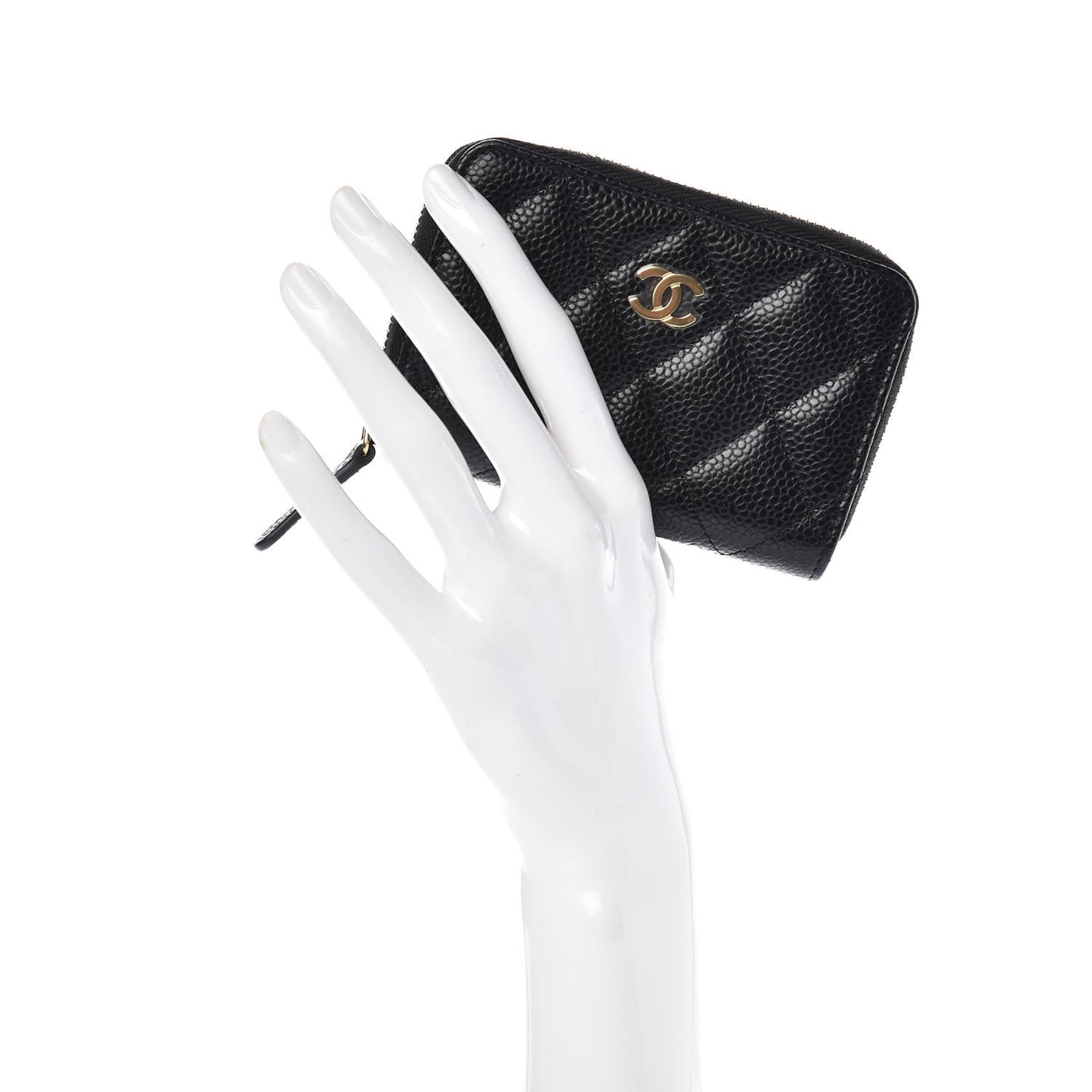 Caviar Quilted Zip Coin Purse Black