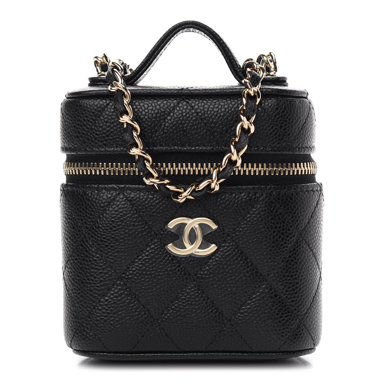 Chanel Caviar Quilted Small Handle With Care Vanity Case With Chain Black 1 of 9