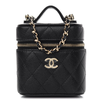 Chanel Caviar Quilted Small Handle With Care Vanity Case With Chain Black 1 of 9