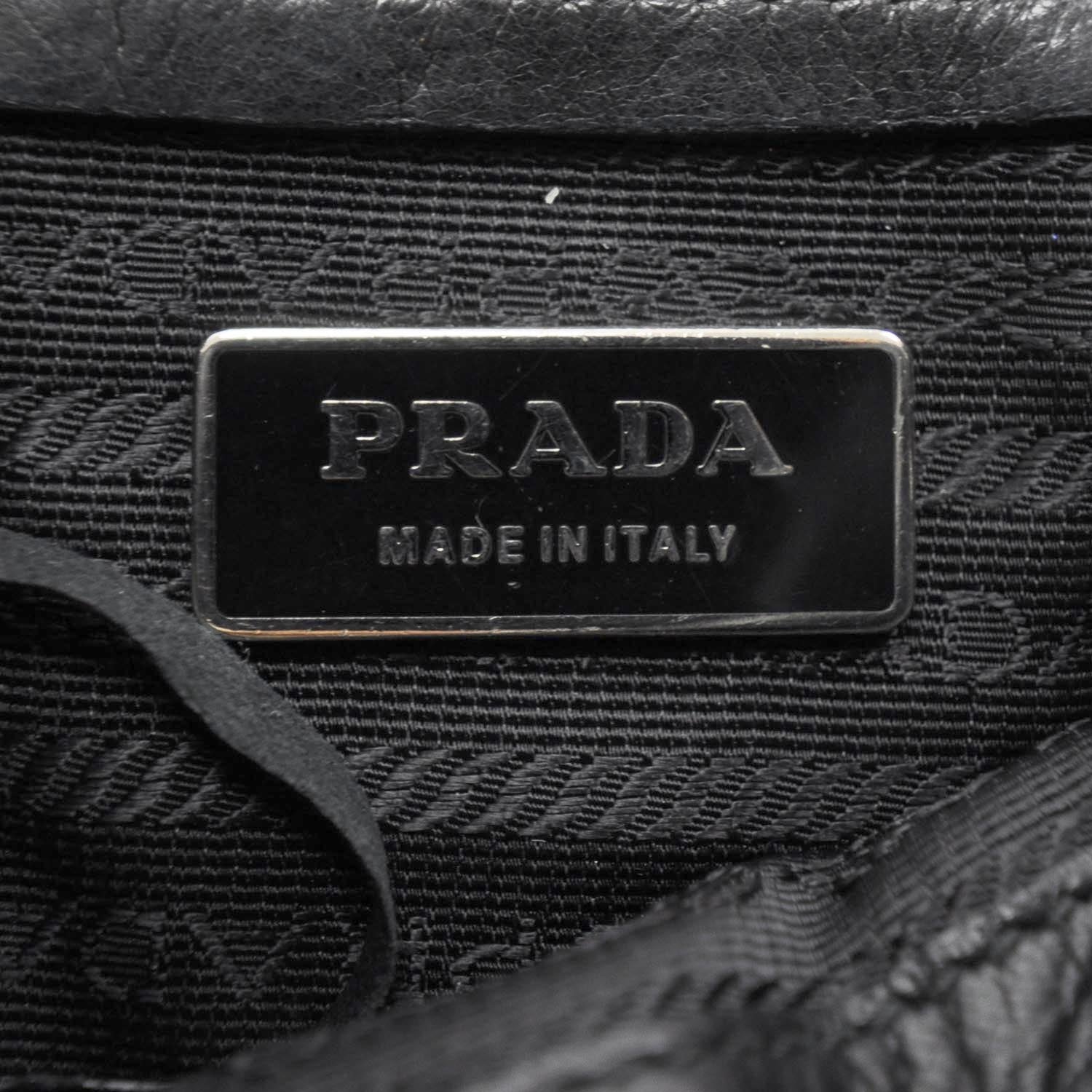 Prada Leather Pushlock Flap Shoulder Bag Black 7 of 9