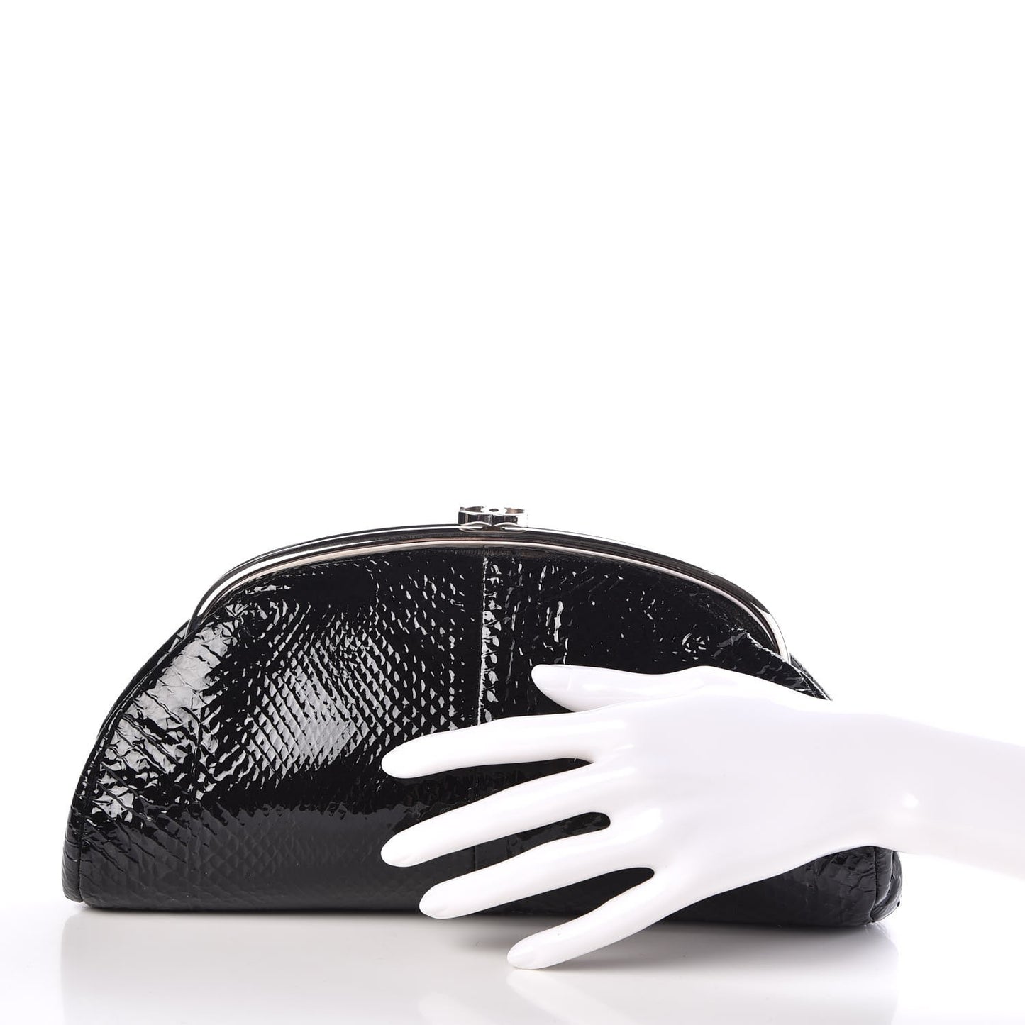Glazed Python Timeless Clutch Black