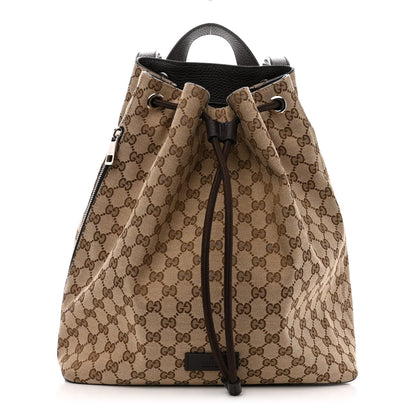 Gucci Monogram Dollar Calfskin O Drawstring Backpack Beige Ebony Testa di Moro Dark Chocolate 1 of 9