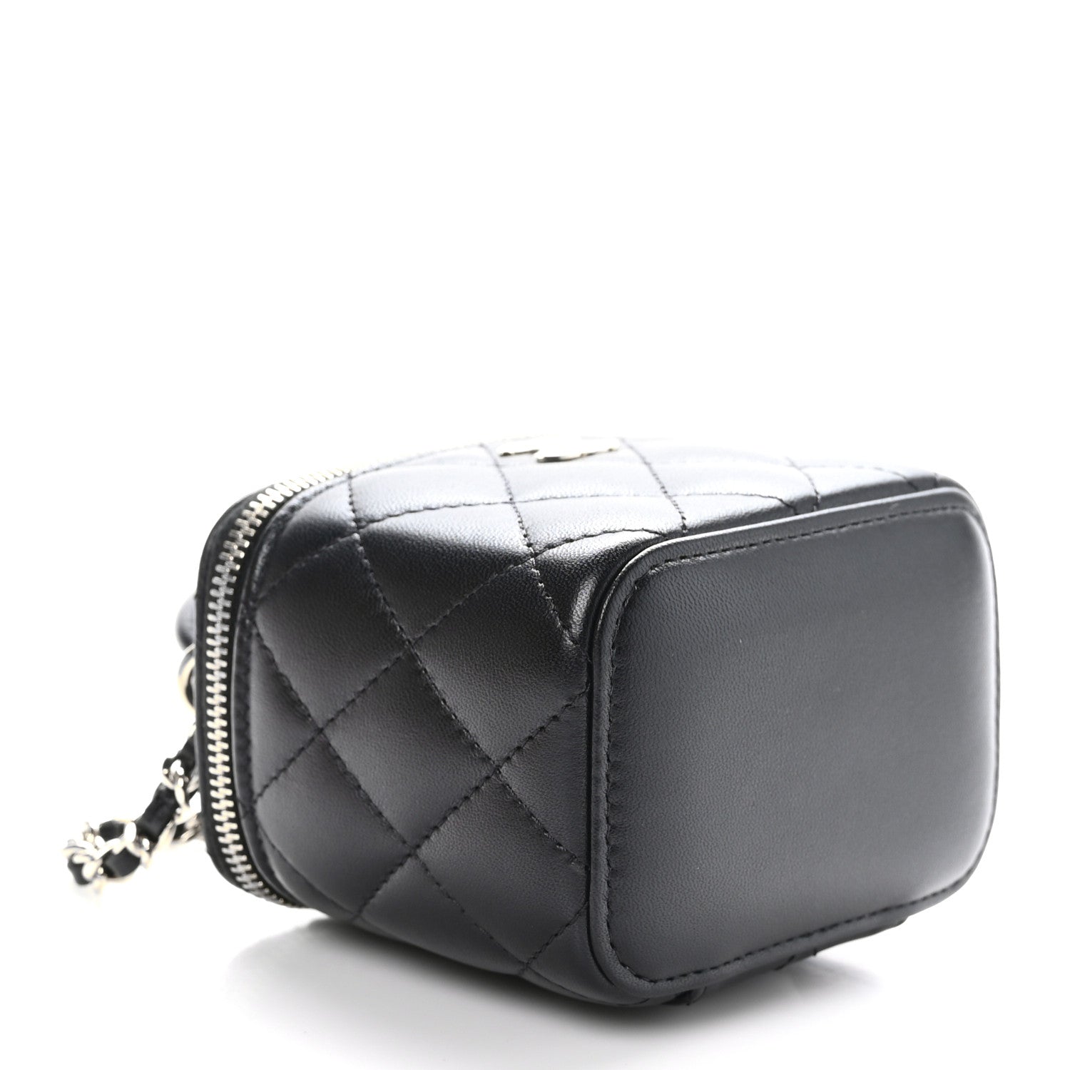 Chanel Lambskin Quilted Top Handle Mini Vanity Case With Chain Black 4 of 11
