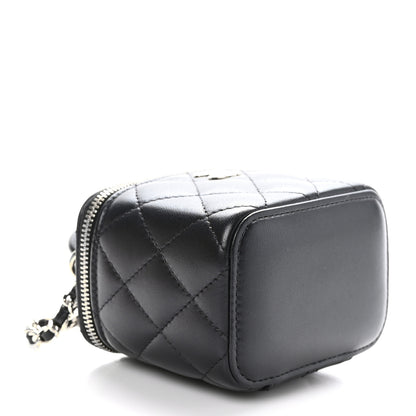 Chanel Lambskin Quilted Top Handle Mini Vanity Case With Chain Black 4 of 11
