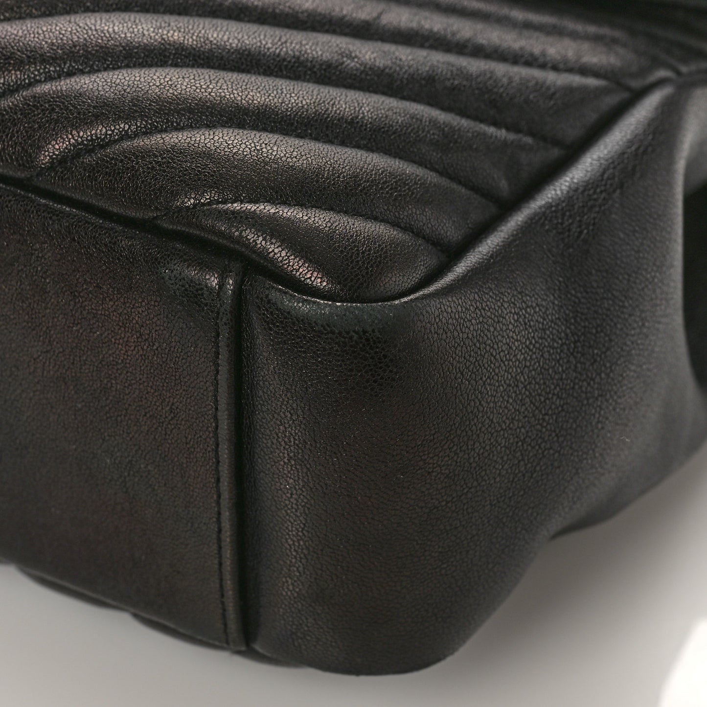 Sheepskin Matelasse Chevron Monogram Monochrome Large College Satchel Black