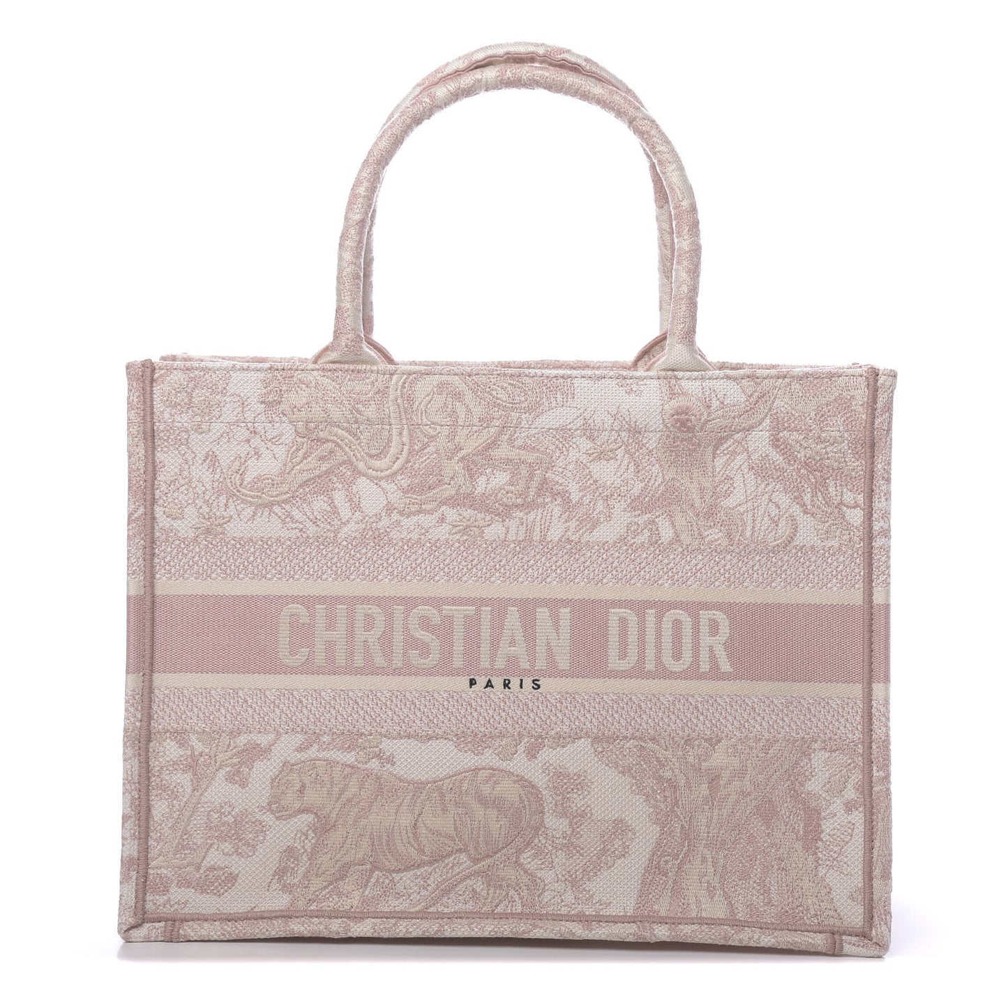 Canvas Embroidered Medium Dioriviera Toile De Jouy Book Tote Rose