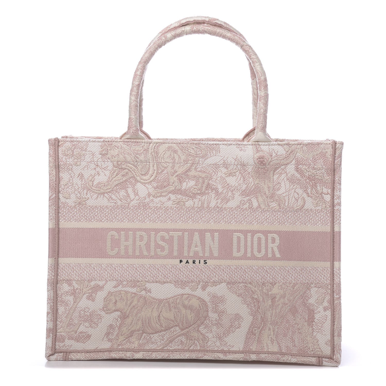 Christian Dior Canvas Embroidered Medium Dioriviera Toile De Jouy Book Tote Rose 1 of 11