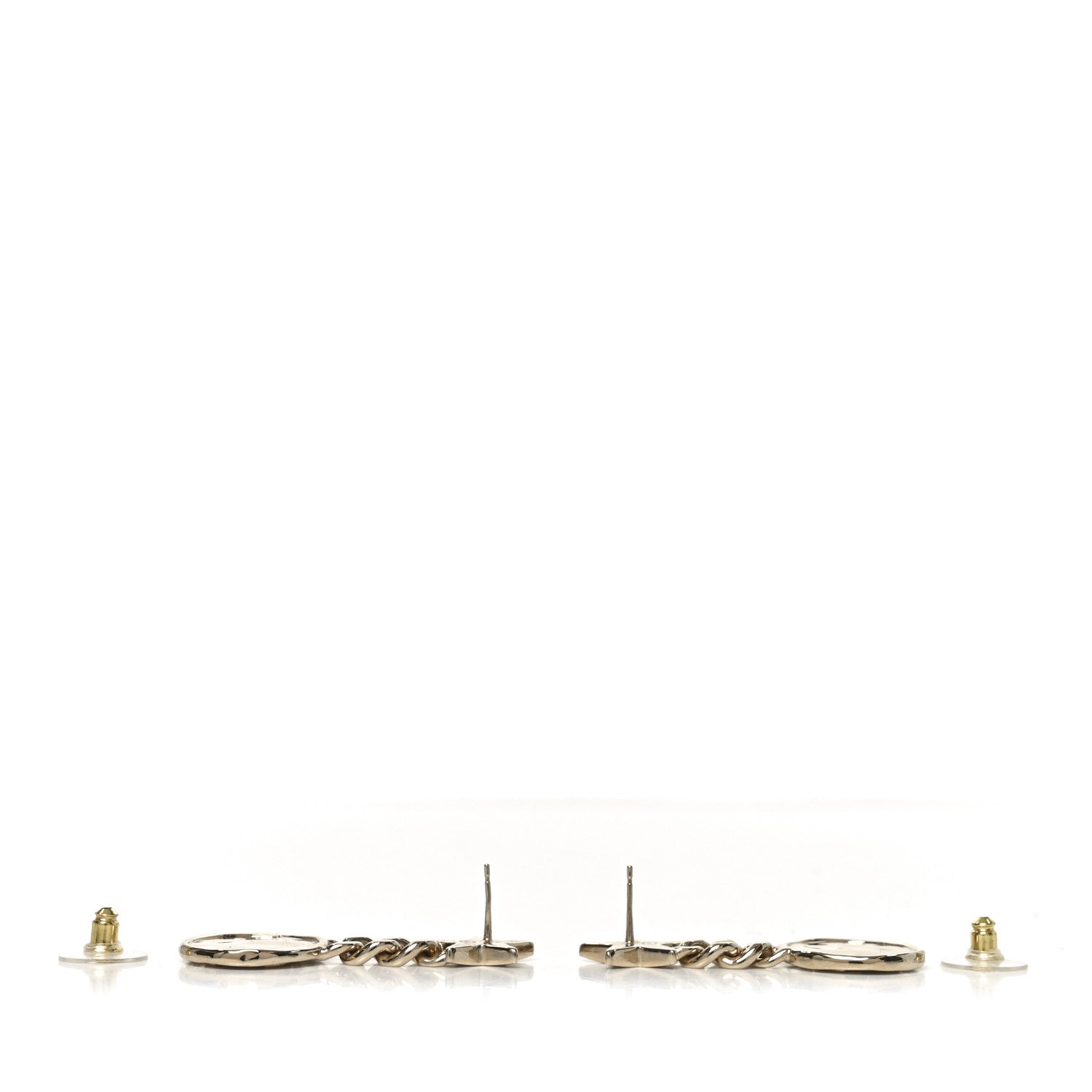 Chanel Metal Crystal Textured CC Star Drop Earrings Gold 3 of 4