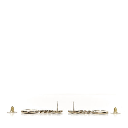 Chanel Metal Crystal Textured CC Star Drop Earrings Gold 3 of 4