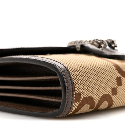 Gucci Monogram Jumbo GG Textured Dollar Calfskin Mini Dionysus Chain Wallet Camel Ebony New Acero 9 of 11