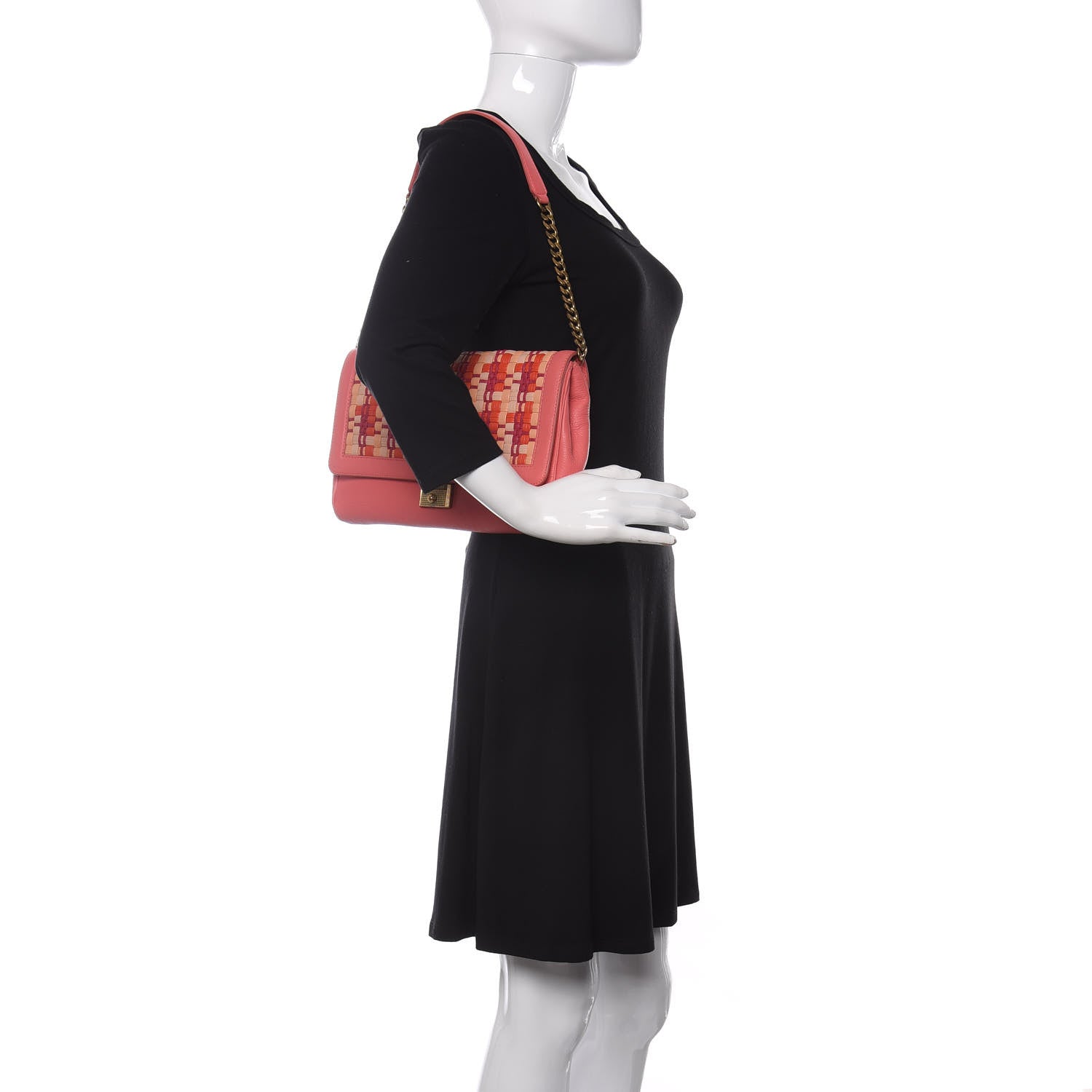Jimmy Choo Calfskin Woven Clutch Pink 2 of 9