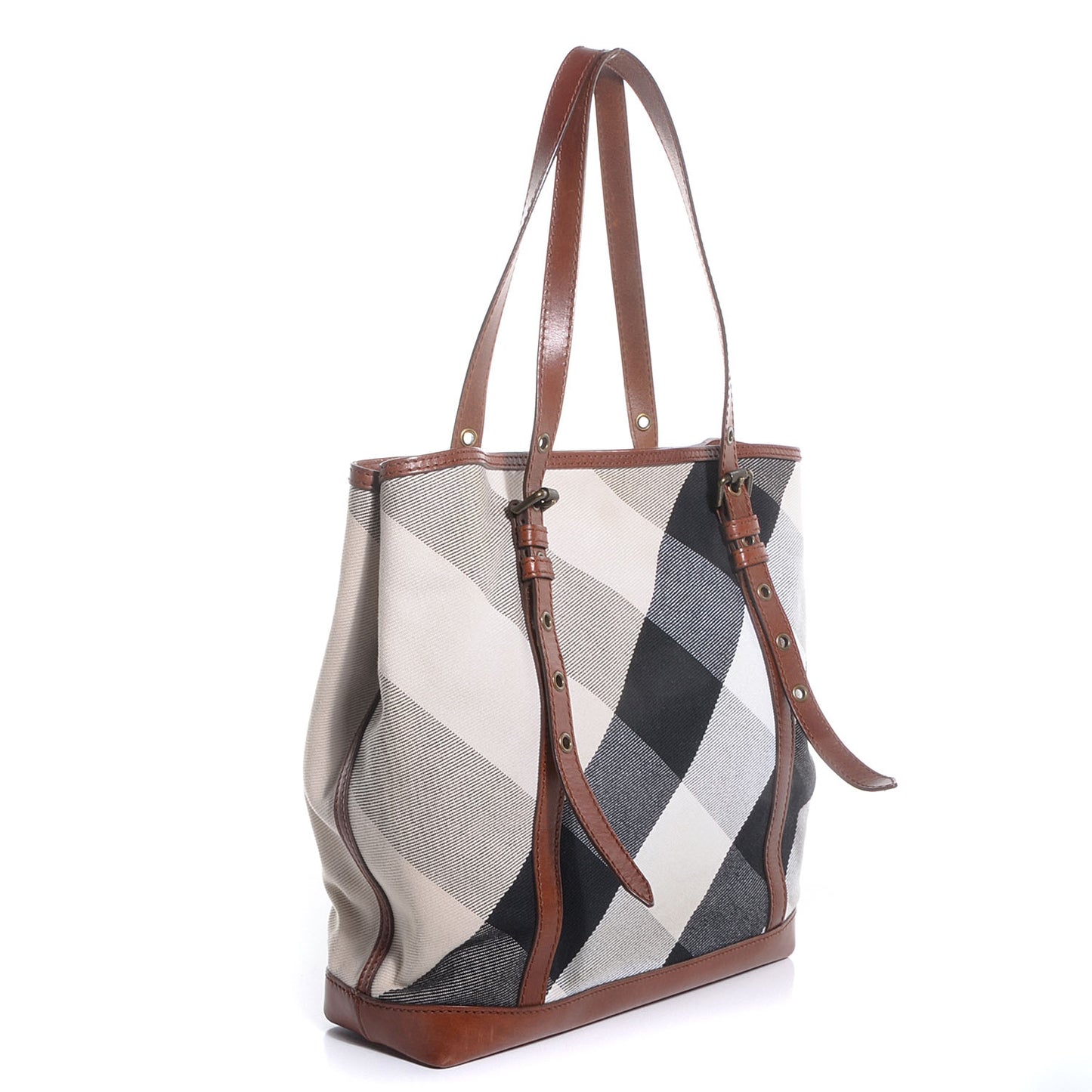 Canvas Mega Check Medium Orton Tote Pale Beige