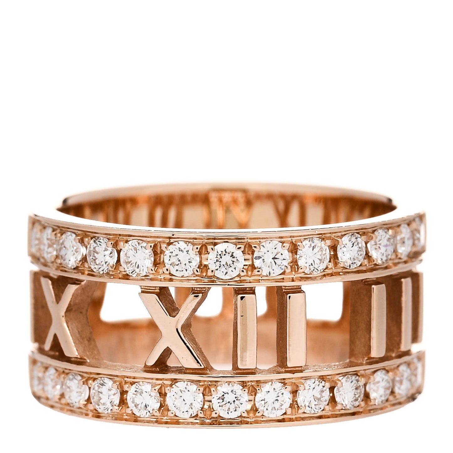 18K Rose Gold Diamond Wide Atlas Open Ring 49 4.75