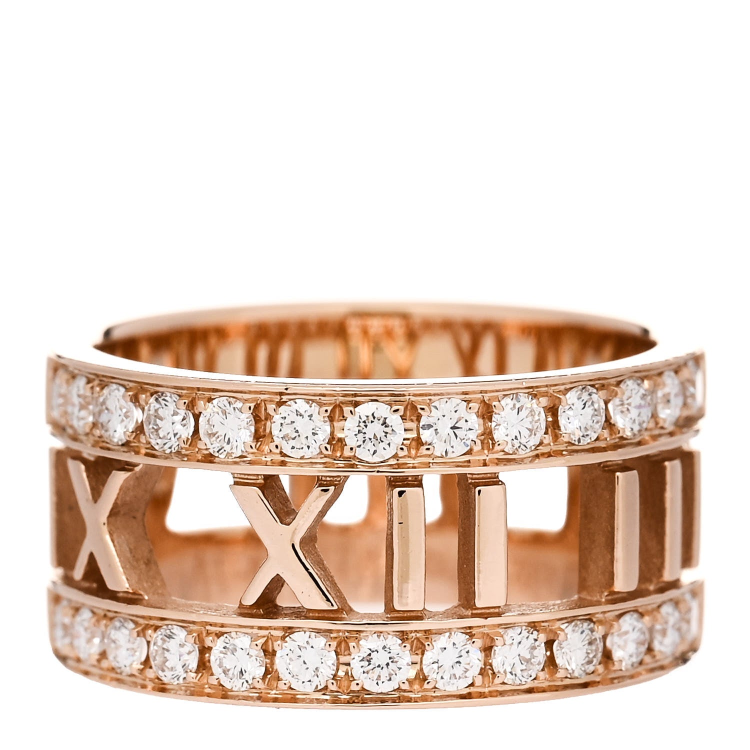 Tiffany 18K Rose Gold Diamond Wide Atlas Open Ring 49 4.75 1 of 5