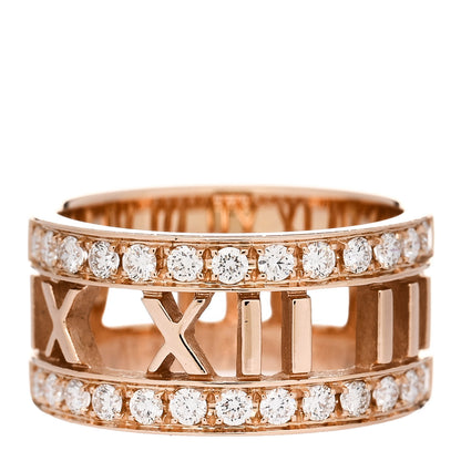 Tiffany 18K Rose Gold Diamond Wide Atlas Open Ring 49 4.75 1 of 5