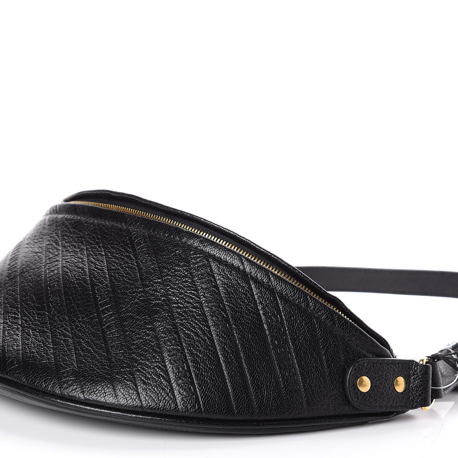 Balenciaga Shiny Goatskin Allover Logo Embossed XS Souvenir Belt Bag Black 8 of 10