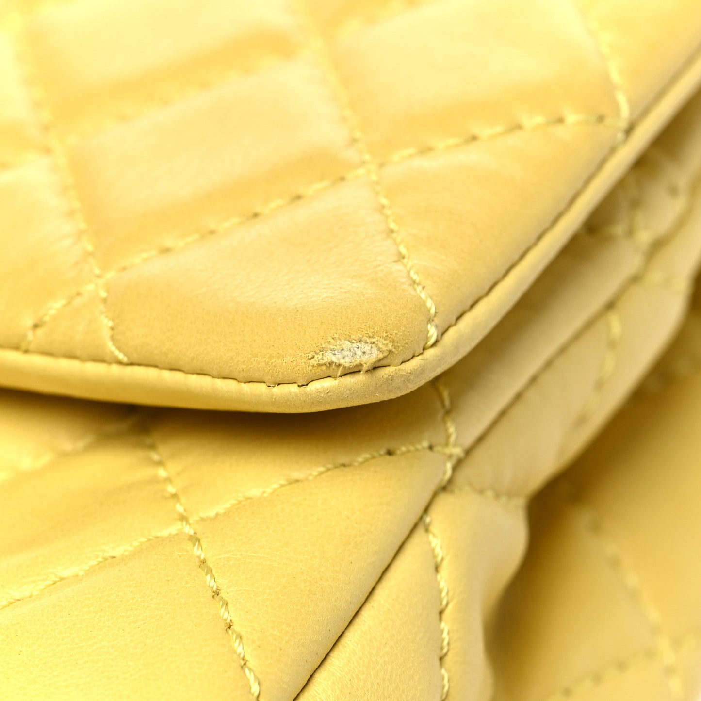 Lambskin Quilted Medium Double Flap Yellow