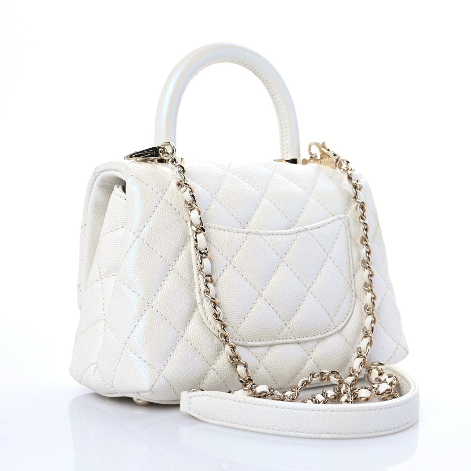 Chanel Iridescent Caviar Quilted Extra Mini Coco Handle Flap White 3 of 12