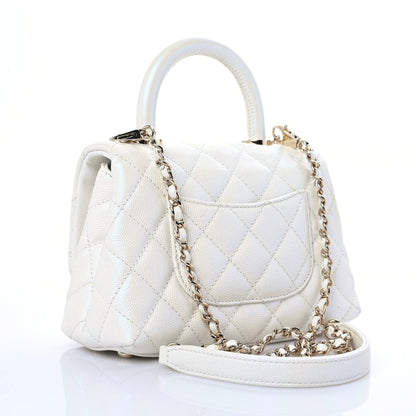 Chanel Iridescent Caviar Quilted Extra Mini Coco Handle Flap White 3 of 12