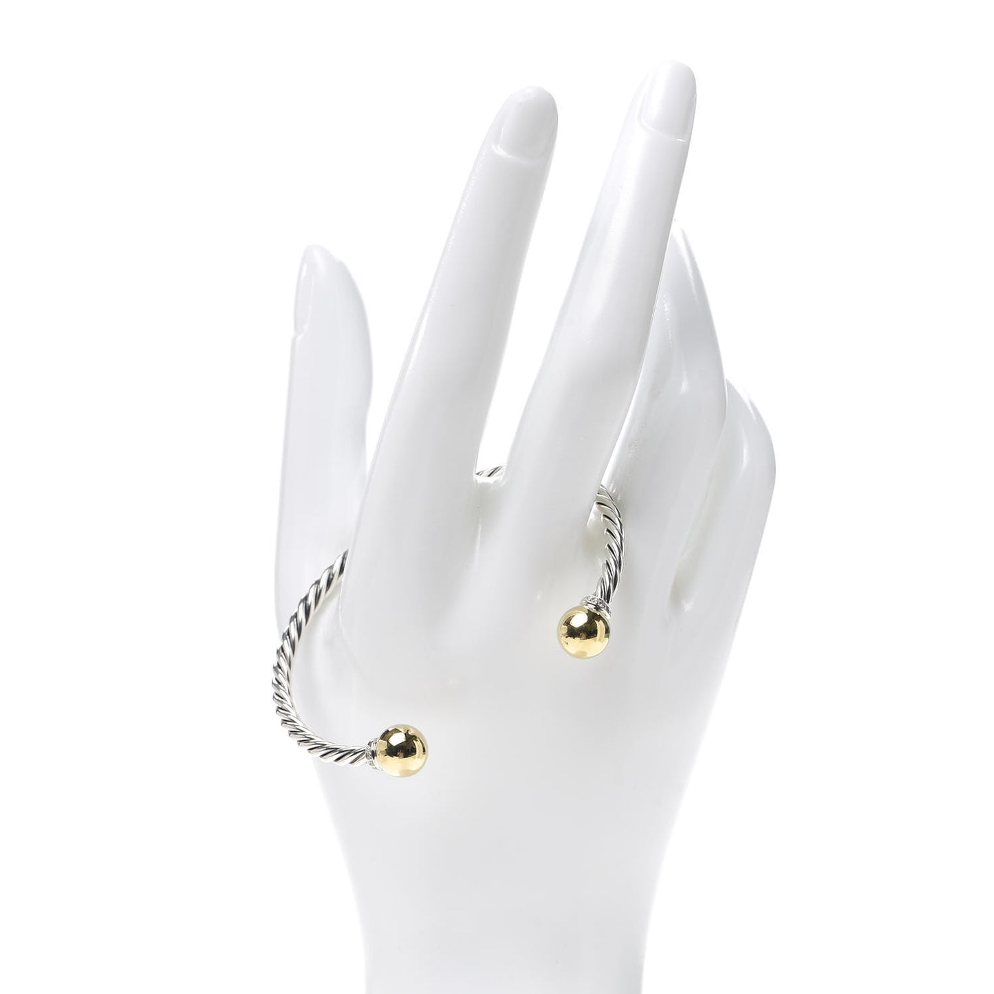 Sterling Silver 18K Yellow Gold Diamond 9mm Solari Bead Bracelet