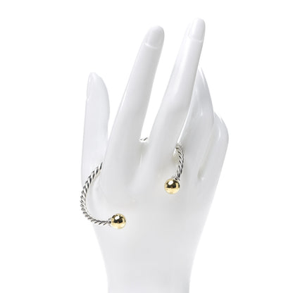David Yurman Sterling Silver 18K Yellow Gold Diamond 9mm Solari Bead Bracelet 2 of 5
