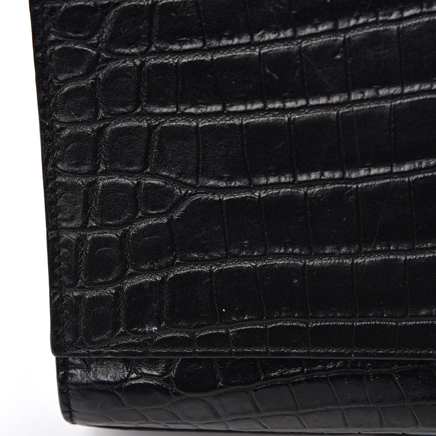 Saint Laurent Calfskin Crocodile Embossed Medium Classic Monogram Kate Tassel Satchel Black 10 of 12