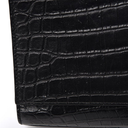 Saint Laurent Calfskin Crocodile Embossed Medium Classic Monogram Kate Tassel Satchel Black 10 of 12