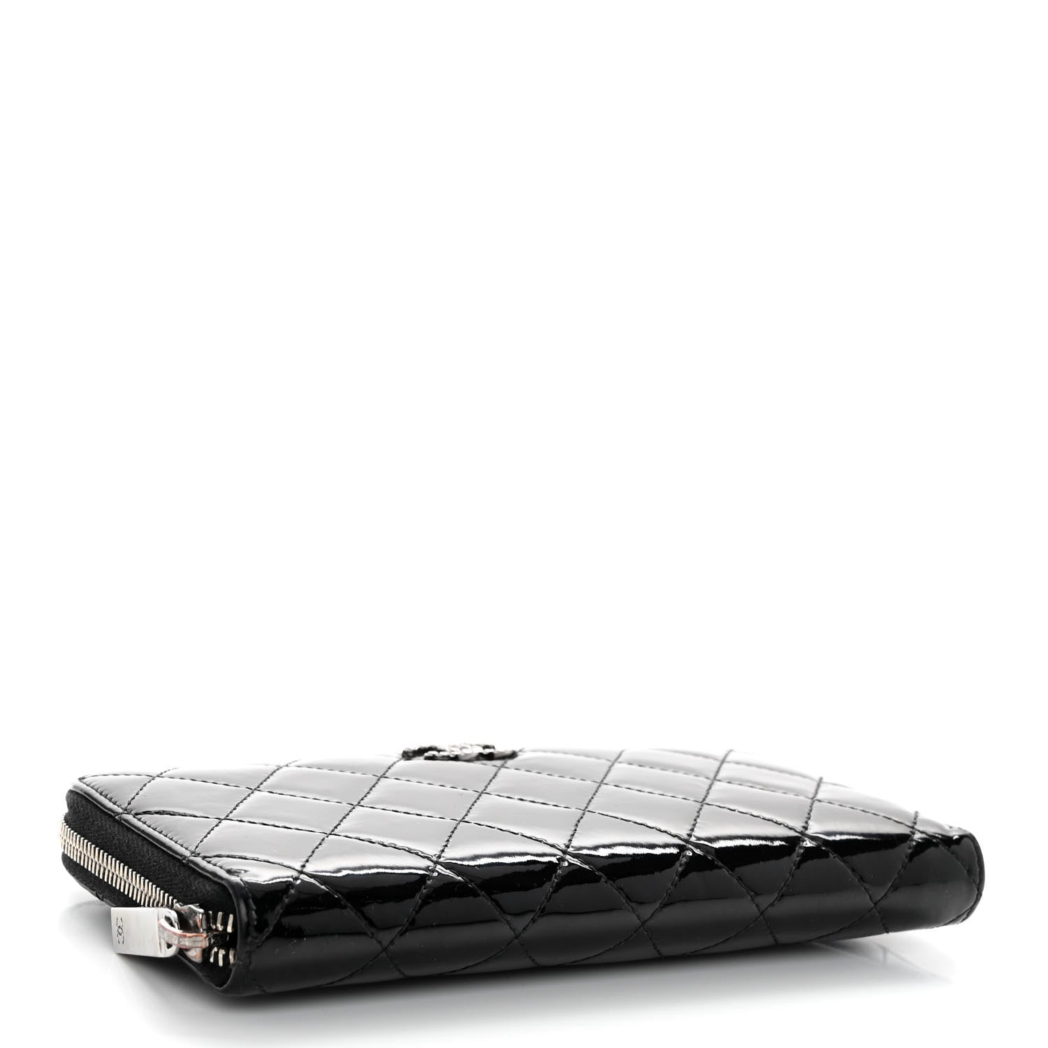 Chanel Patent Quilted Zip Around Wallet Black 4 of 11