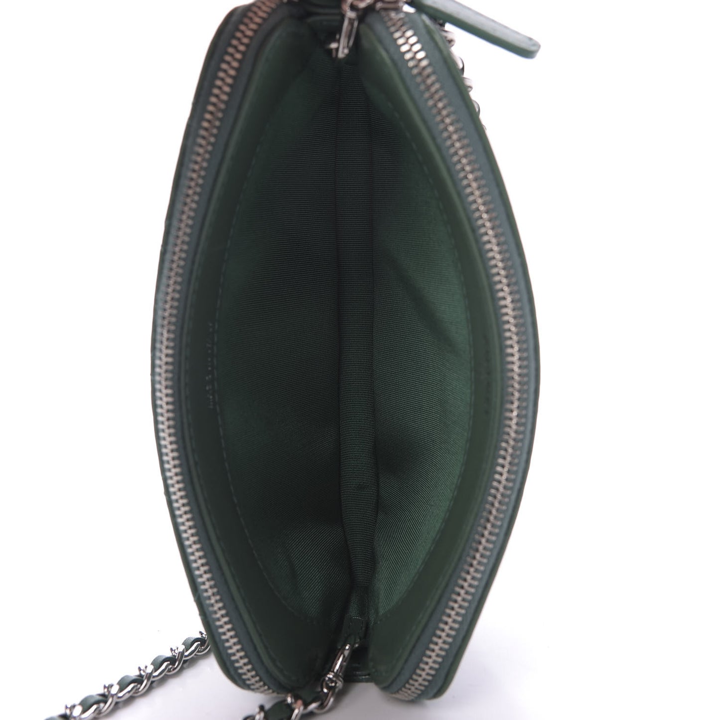 Lambskin Quilted Small Clutch With Chain Green