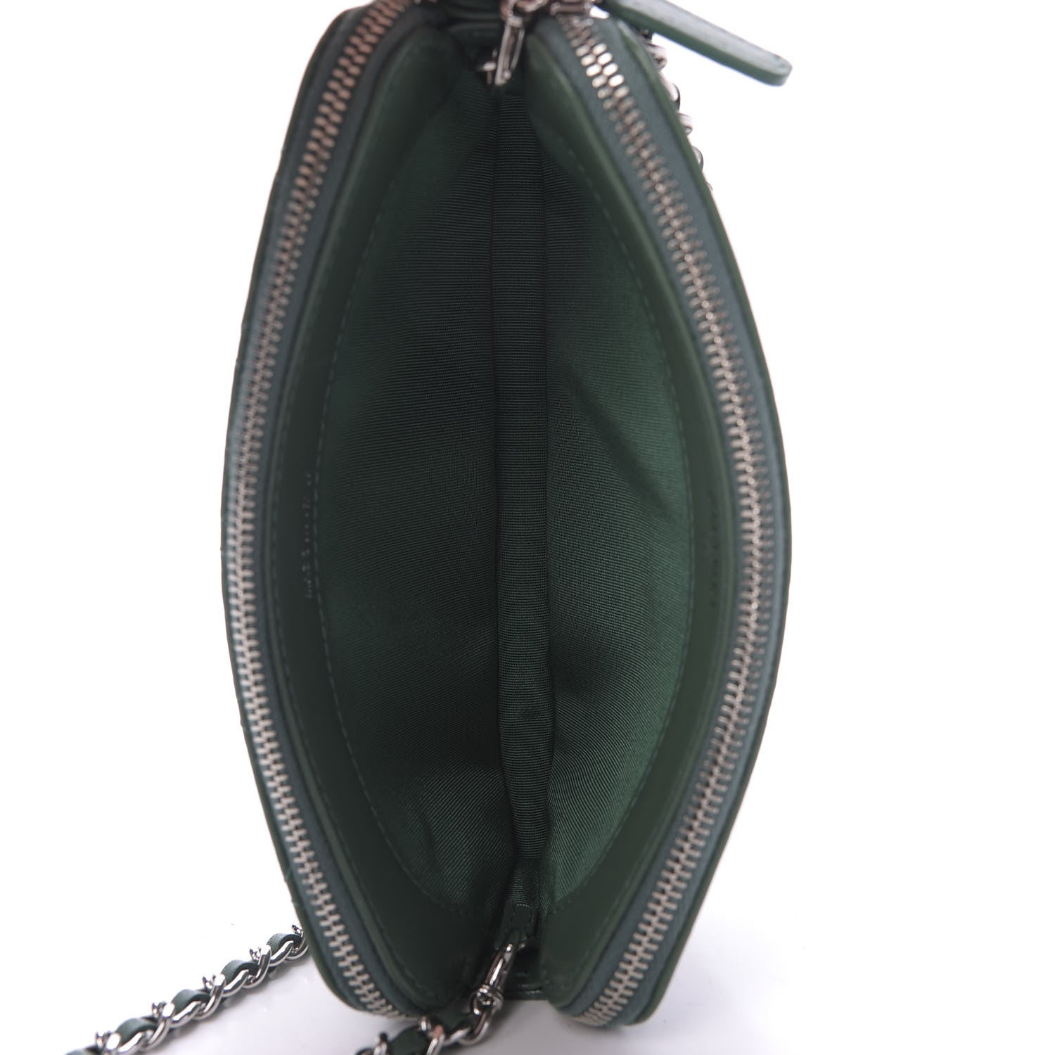 Chanel Lambskin Quilted Small Clutch With Chain Green 5 of 11