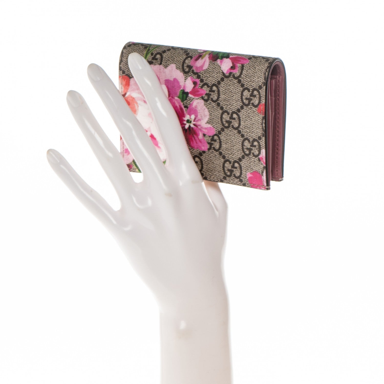 Gucci GG Supreme Monogram Blooms Card Case Beige Multicolor Dry Rose 2 of 7