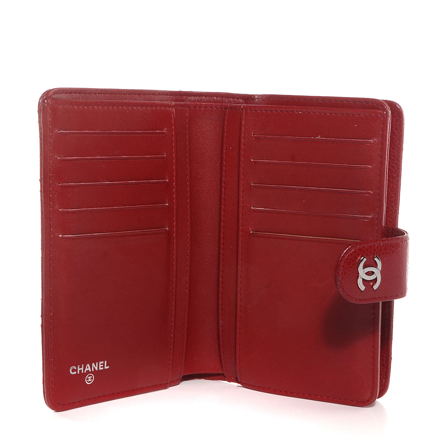 Chanel Caviar Quilted Zipped Pocket Wallet Red 4 of 7