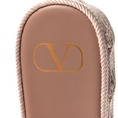 Valentino Garavani Calfskin Vlogo Platform Espadrille Slide Sandals 38 Neutral 8 of 8