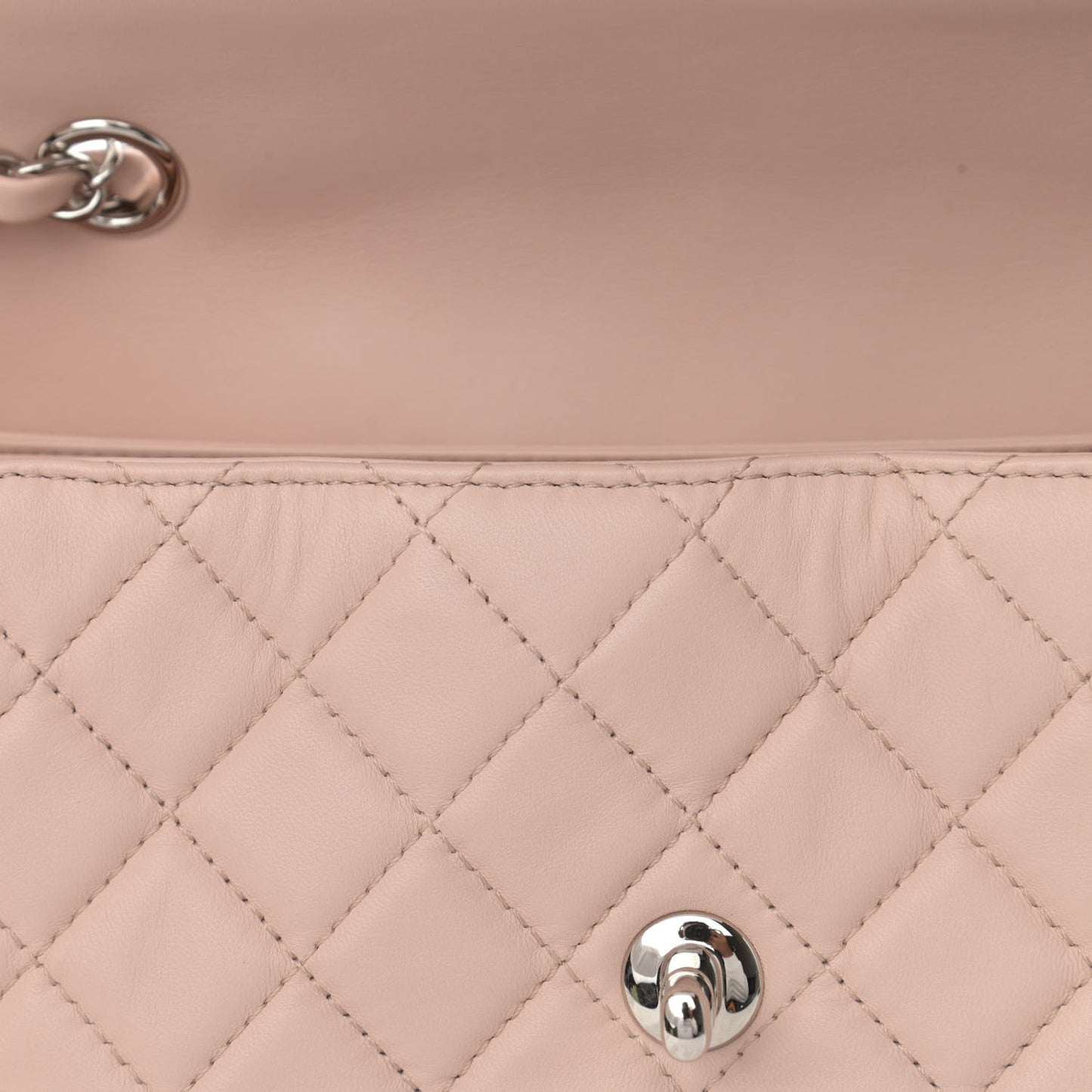 Lambskin Quilted Jumbo Chanel by 4 Flap Light Beige
