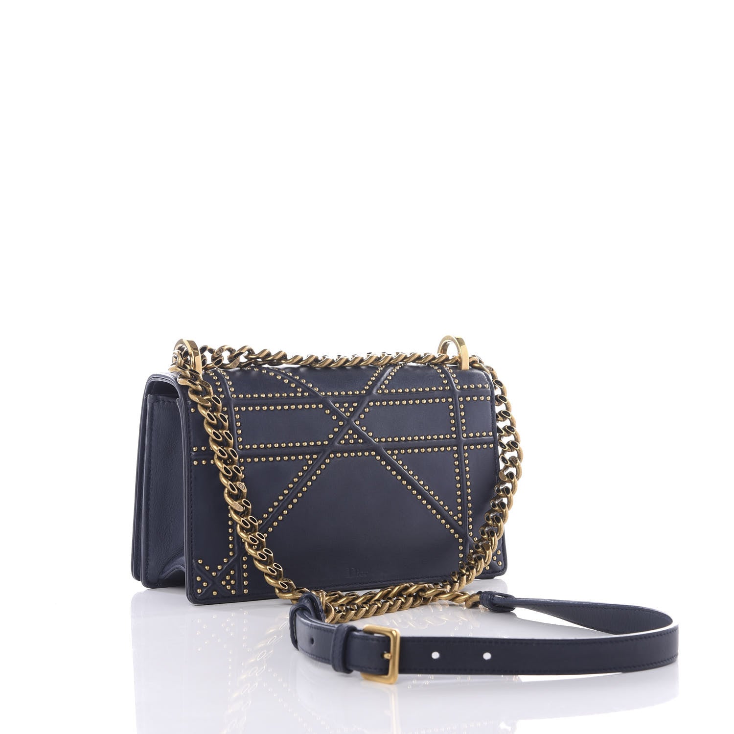 Christian Dior Lambskin Studded Medium Diorama Flap Bag Navy Blue 2 of 10