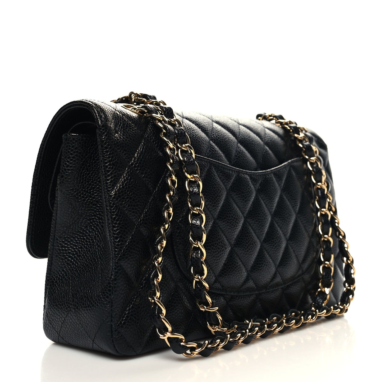 Caviar Quilted Medium Double Flap Black