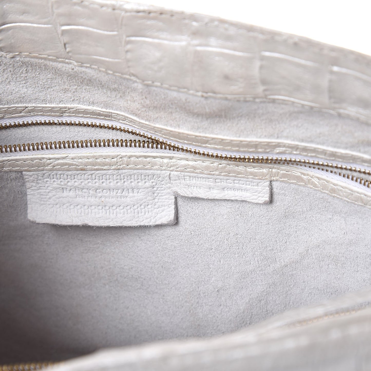 Metallic Crocodile Tote Light Silver
