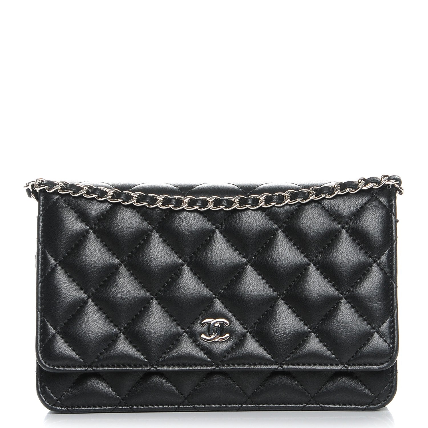 Chanel Lambskin Quilted Wallet On Chain WOC Black 1 of 9