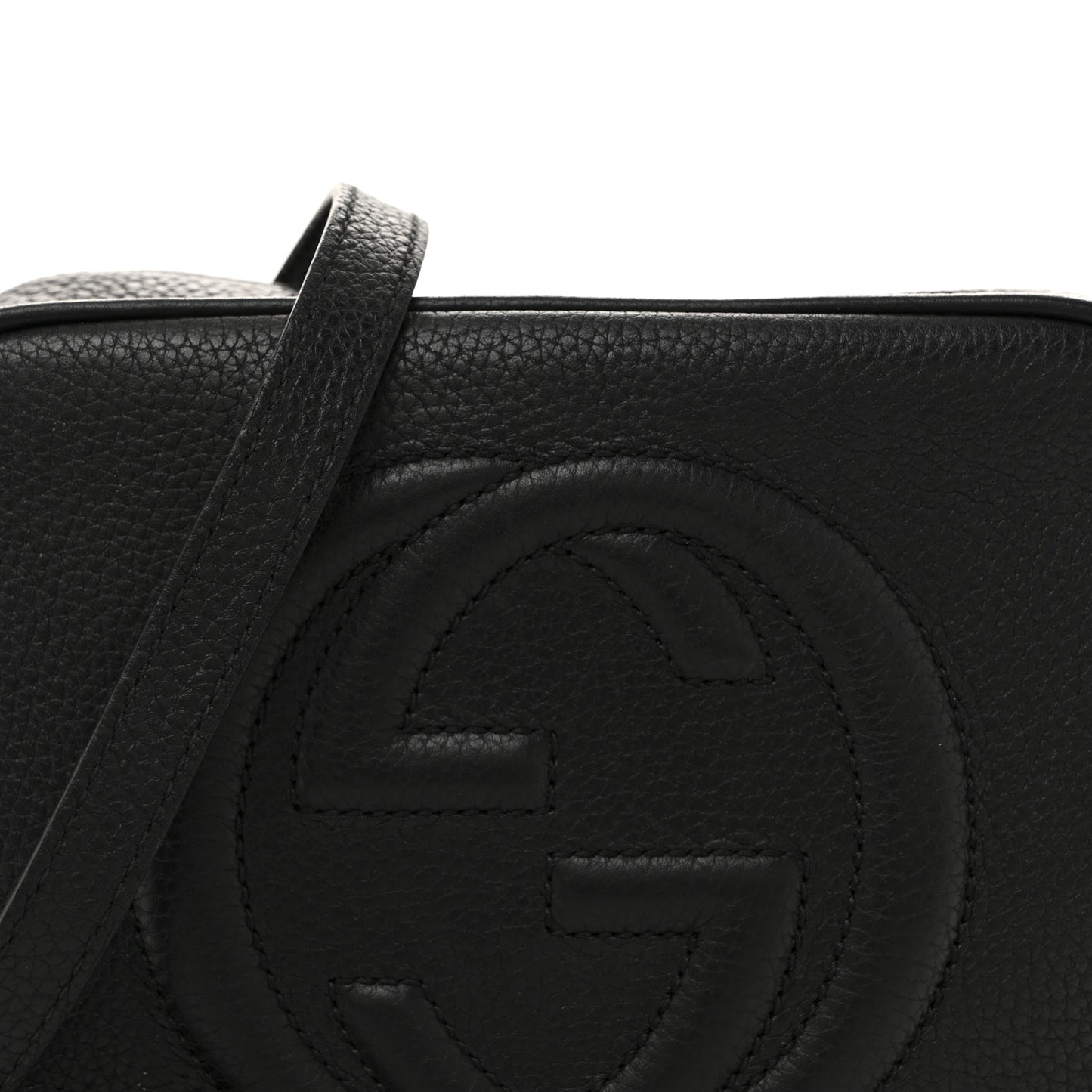 Pebbled Calfskin Small Soho Disco Bag Black