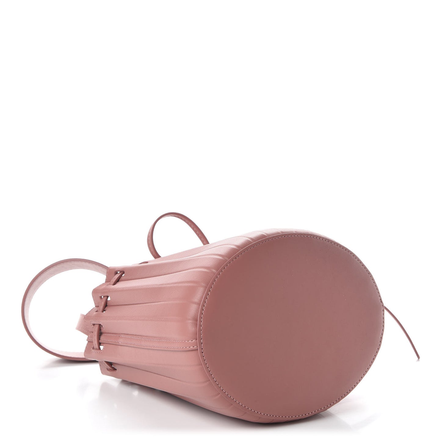 Vegetable Tanned Calfskin Pleated Mini Bucket Bag Blush
