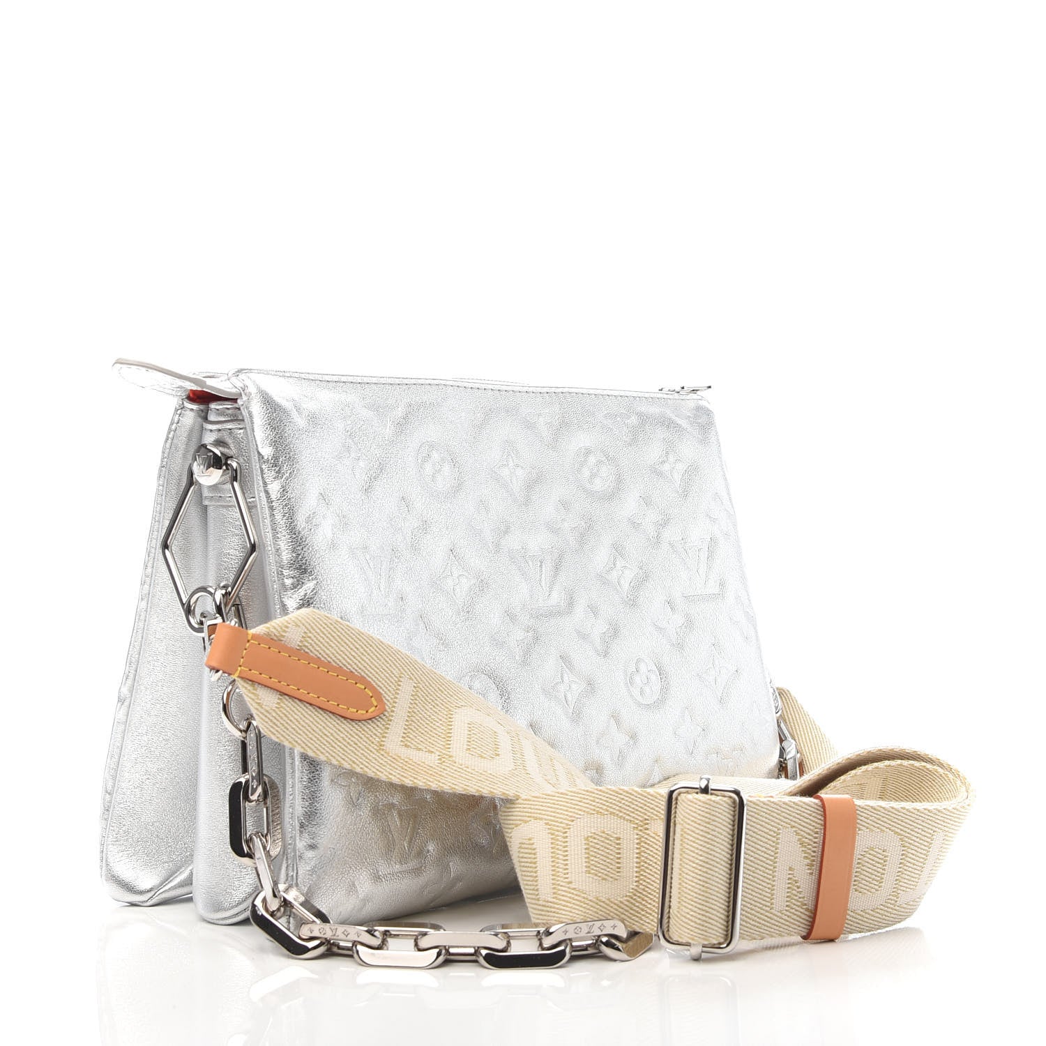 Louis Vuitton Metallic Lambskin Embossed Monogram Coussin PM Silver 3 of 9