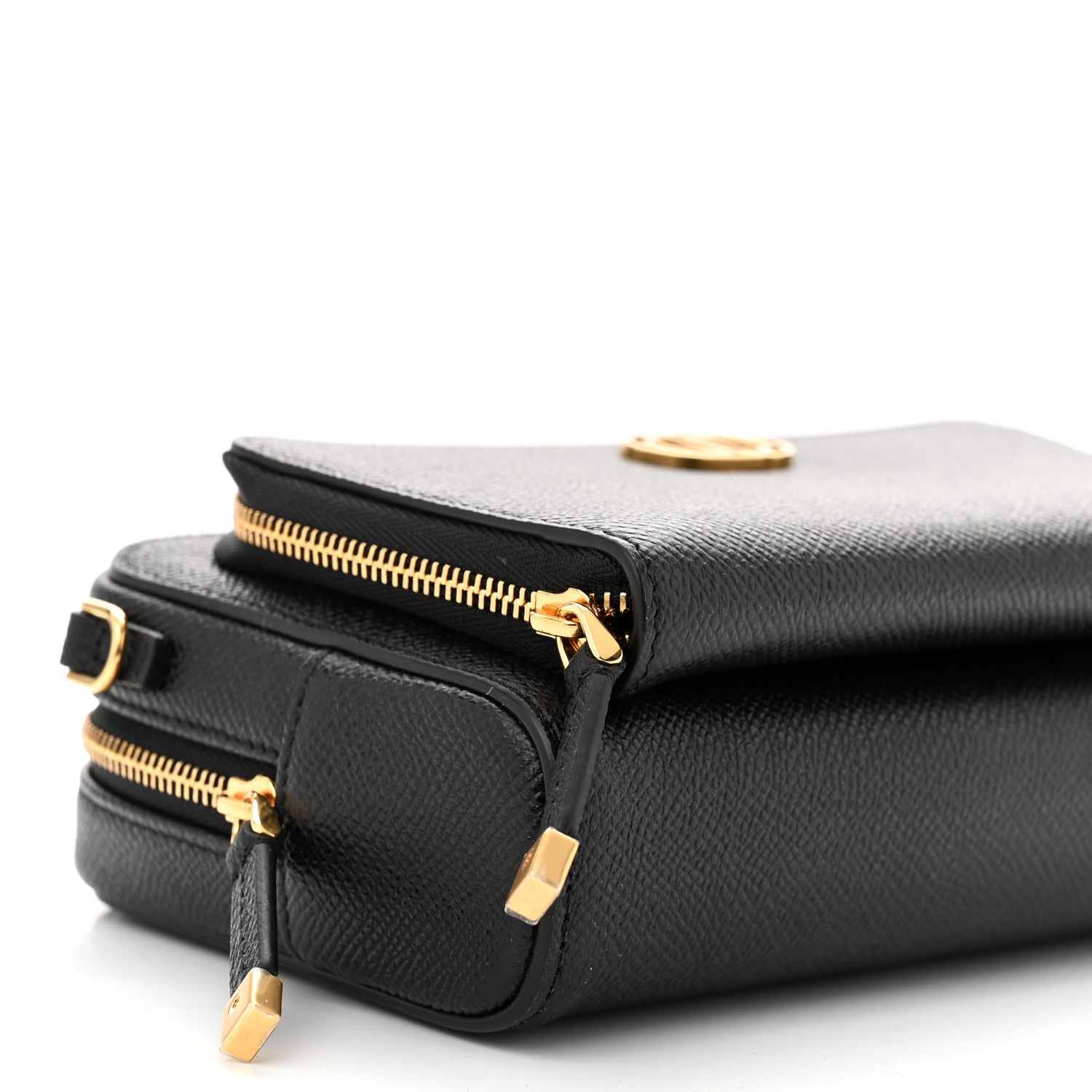 Christian Dior Grained Calfskin Caro Double Pouch Black 9 of 10