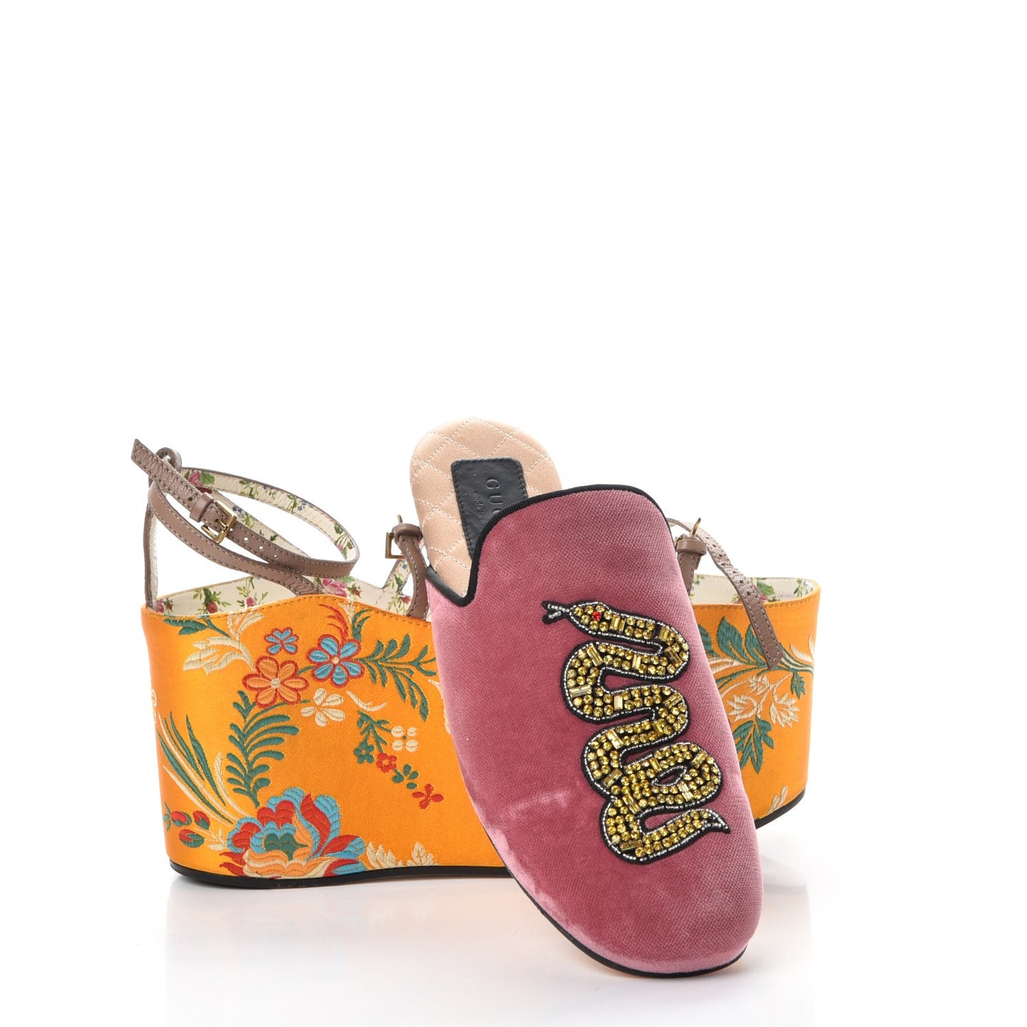 Velvet Silk Embellished Platform Detachable Slide 36 Tibet Red