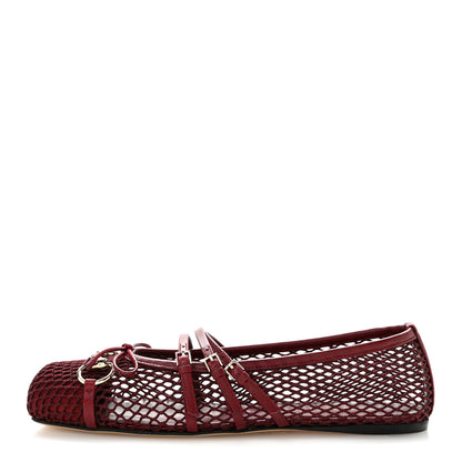 Gucci Video Net Nappa Horsebit Ballerina Flats 37.5 Rosso Ancora 1 of 10