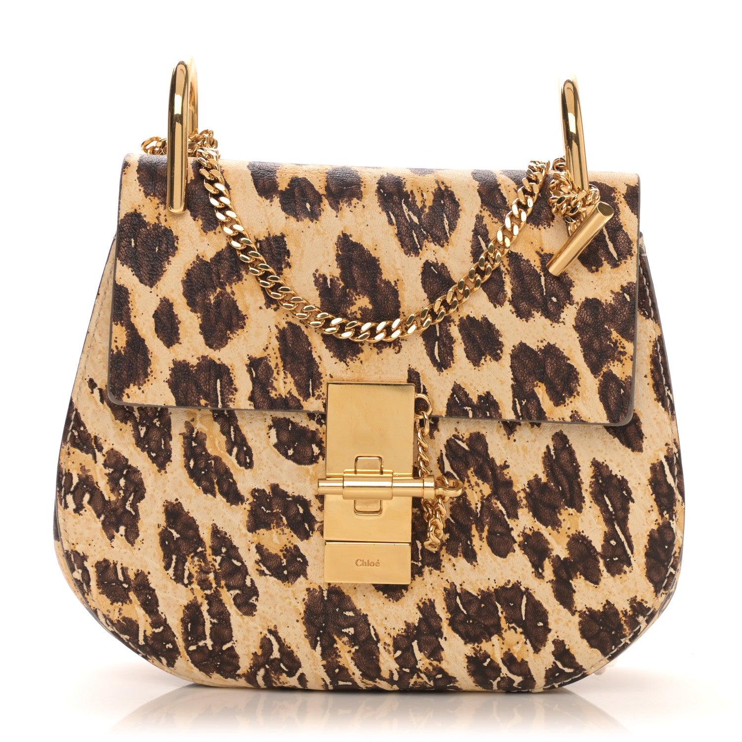 Chloe Calfskin Leopard Print Mini Drew Shoulder Bag 1 of 8