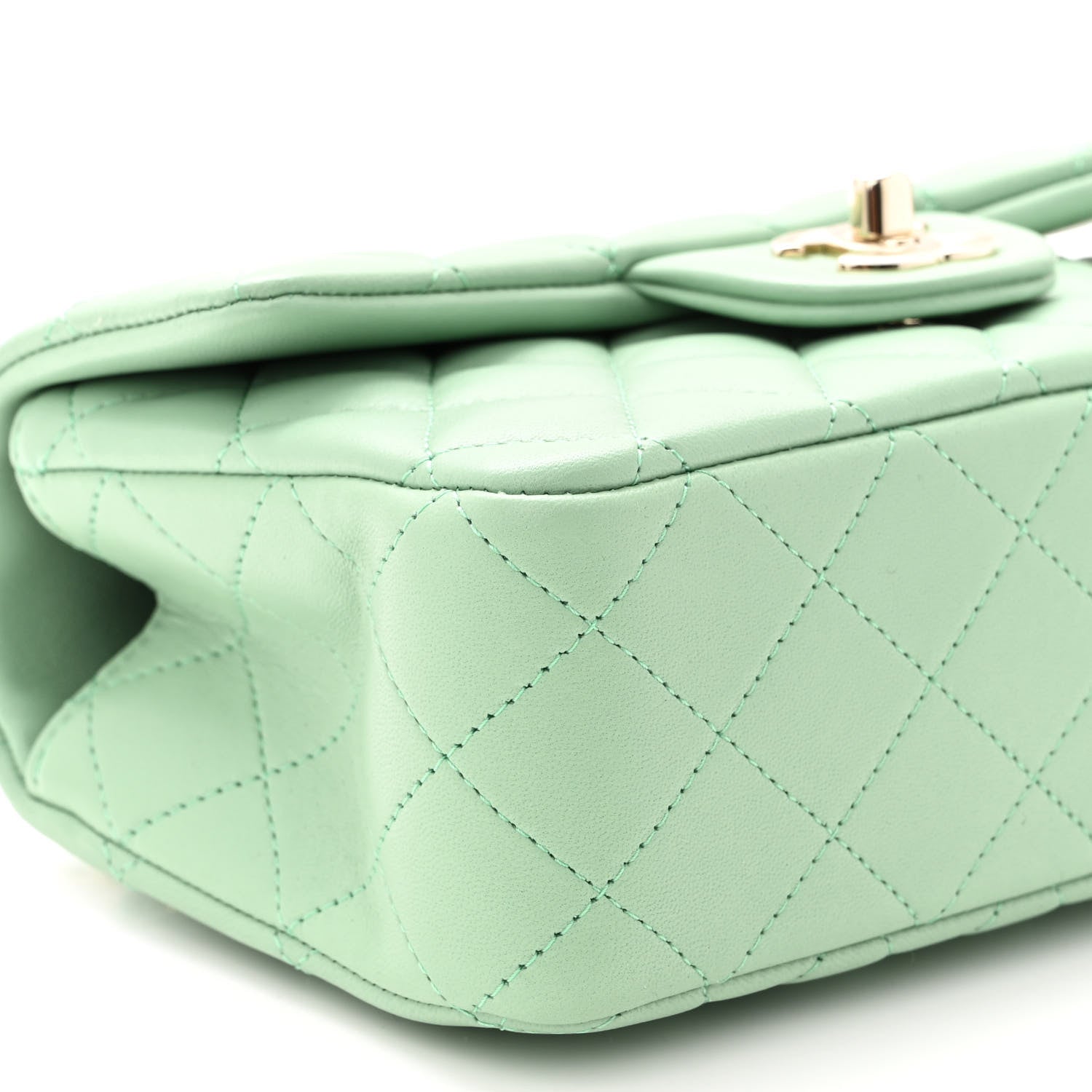 Chanel Lambskin Quilted Mini Top Handle Rectangular Flap Light Green 9 of 12
