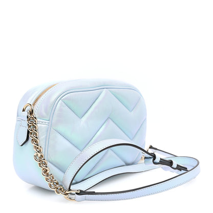 Gucci Iridescent Nappa Chevron Matelasse Small GG Marmont Chain Shoulder Bag Iridescent Snow Light Blue 3 of 9